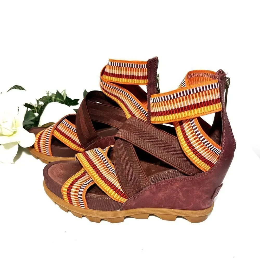 Sorel Joanie II Strap Wedge Sandal EUC Size [6.5 ] Burgandy - Picture 4 of 14